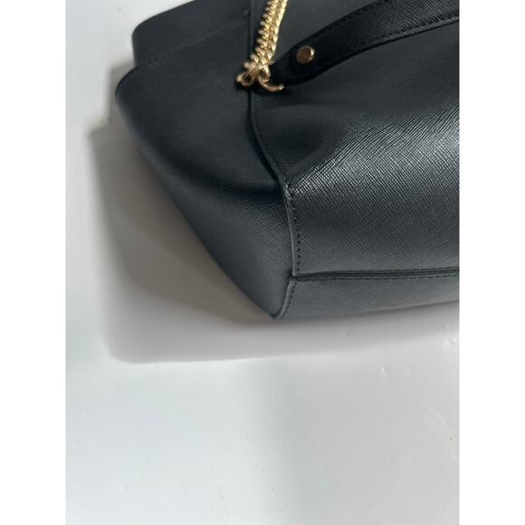 Michael Kors Jet Set Travel Large Leather Gold Chain Shoulder Tote Black Handbag - Picture 5 of 14